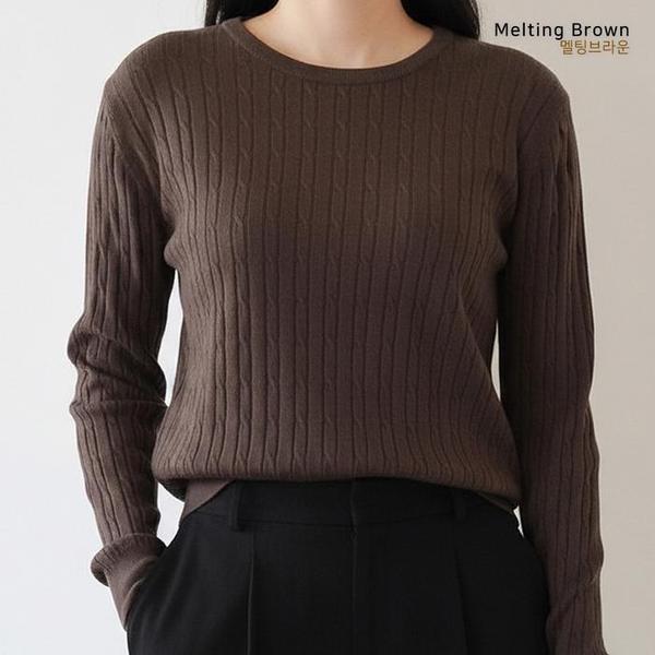 女性ルーズフィットケーブルニットIN01