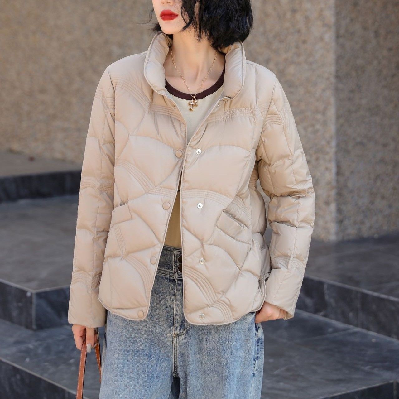 大人気 上品 ダウンジャケット ダウンコート レディース 秋冬 カジュアル 軽量 アウター おしゃれ 立ち襟 通勤 防寒 上品 暖かい 可愛い