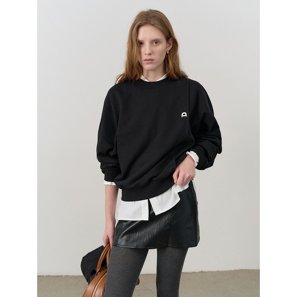 Dunst 女性用ビーガンレザースプリットミニスカートレザーブラック UDSK4C216BK