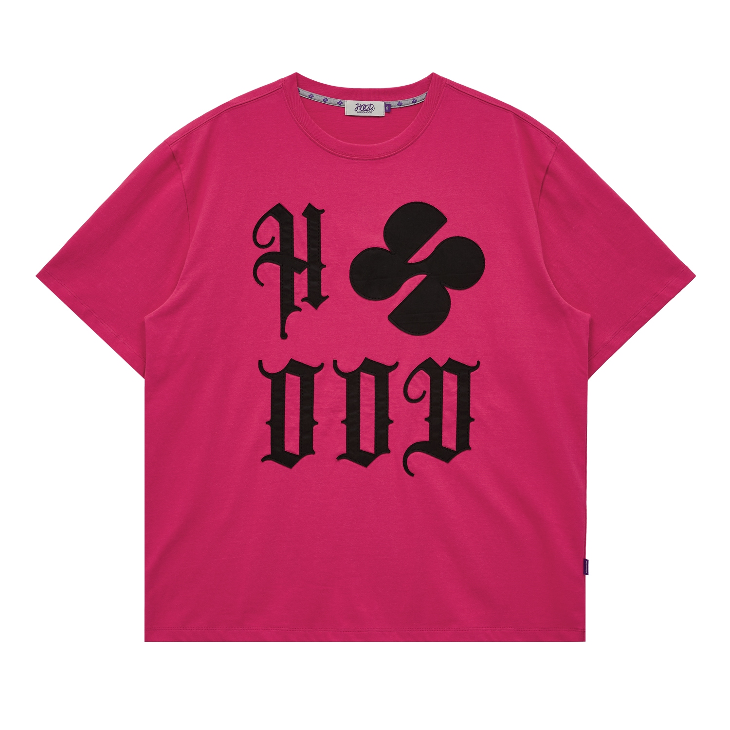 HOOD Logo applique half sleeve T-shirt PINK