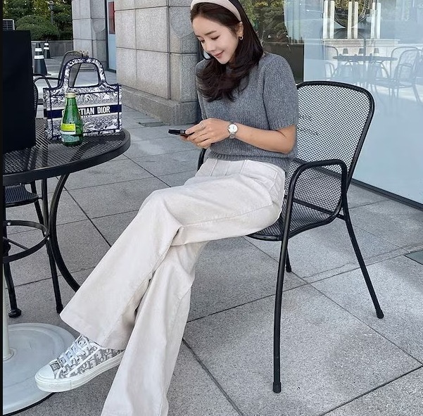 トップス カットソー ニットソー セーター プルオーバー ショート ショート丈 袖あり 半袖 5分袖 ボリューム袖 パフスリーブ ラウンドネック ポリエステル ニット サマーニット アクリル かわいい