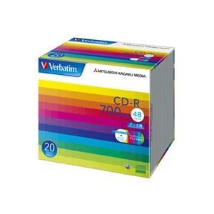 （まとめ） バーベイタム データ用CD-R 700MB ホワイトワイドプリンターブル 5mmスリムケース SR80SP20V1 1パック（20枚） 3セット