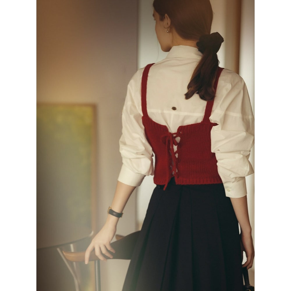 TILLIDIE バックリボンタイビスチェレッド