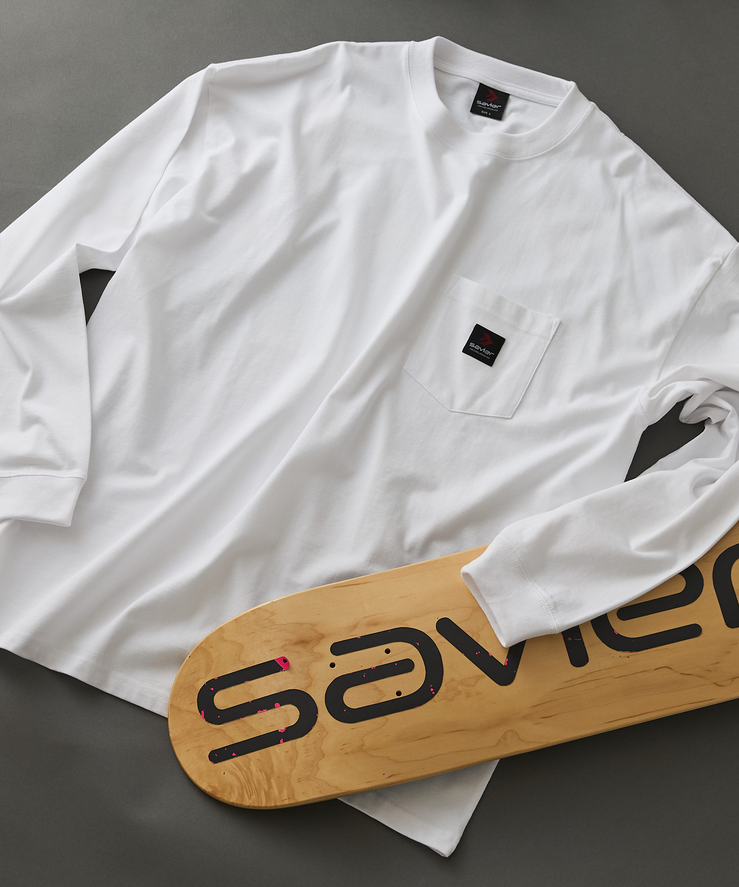 【SAVIER】クルーネック ポケット付き ロンT サビア― メンズ レディース ユニセックス