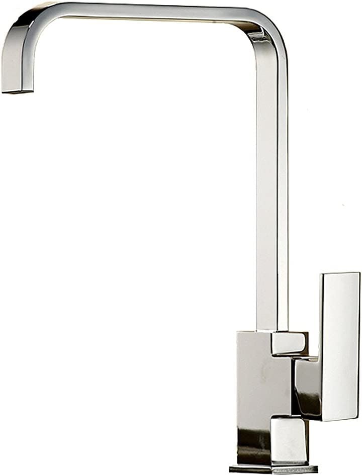 SK41 キッチン用 L型 混合水栓 シンク 台所 厨房 手洗いボウル 360回転 モダン L字型 蛇口 シングルレバー 洗面台 水道 取り付けホース付き( Lタイプ)