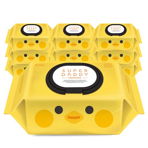 おしりふき スーパーダディフレンズ ひよこ 幼児 ウェットティッシュ キャップ型 70枚の 10パック
