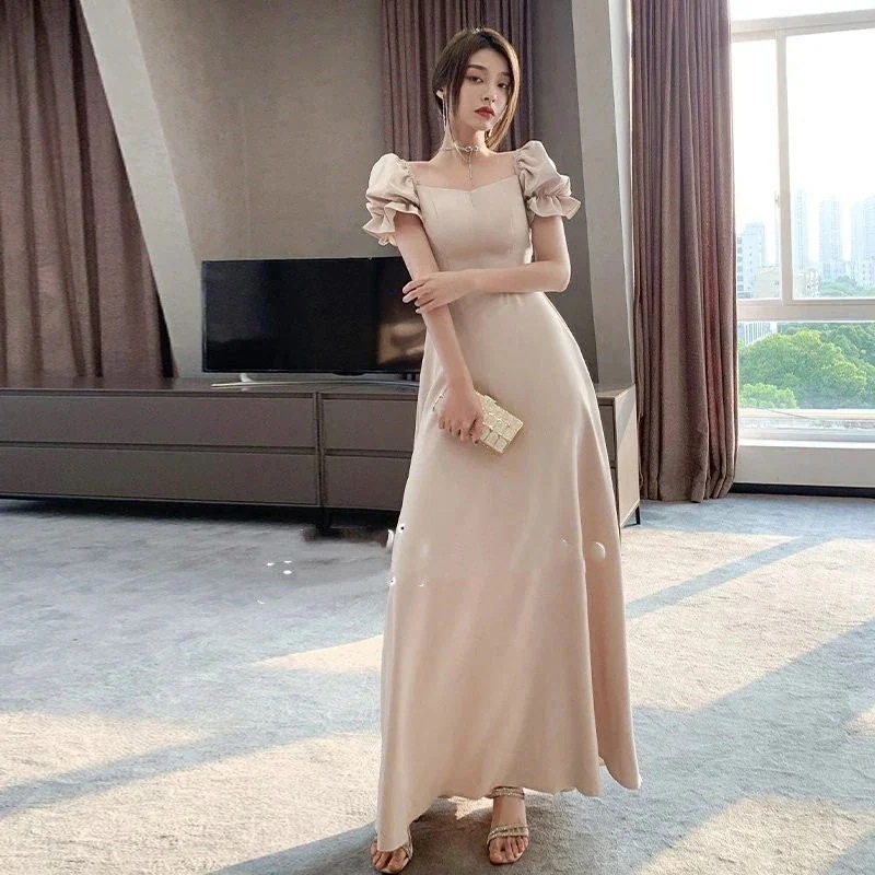 ウェディングドレスパーティードレスロングワンピース花嫁ドレス結婚式司会演奏会用ドレス着痩せきれいめお呼ばれ上品ファスナーエレガント