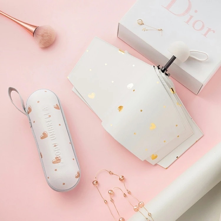 【即納】日傘 折りたたみ傘 レディース おしゃれ 軽量 晴雨兼用 折りたたみ傘 ハート柄 UVカット 日傘 雨傘 遮光 遮熱 5段折りたたみ 紫外線対策 涼しい