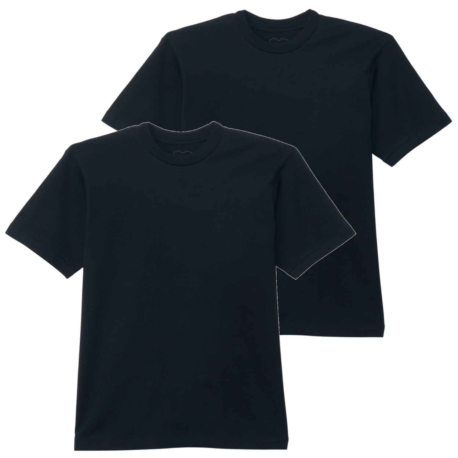 [Hanes] インナーシャツ 半袖 丸首 綿100% - 2P T-SHIRTS KURO クルーネックTシャツ2枚組 アンダーウェアトップス HM1-B701-090-XL
