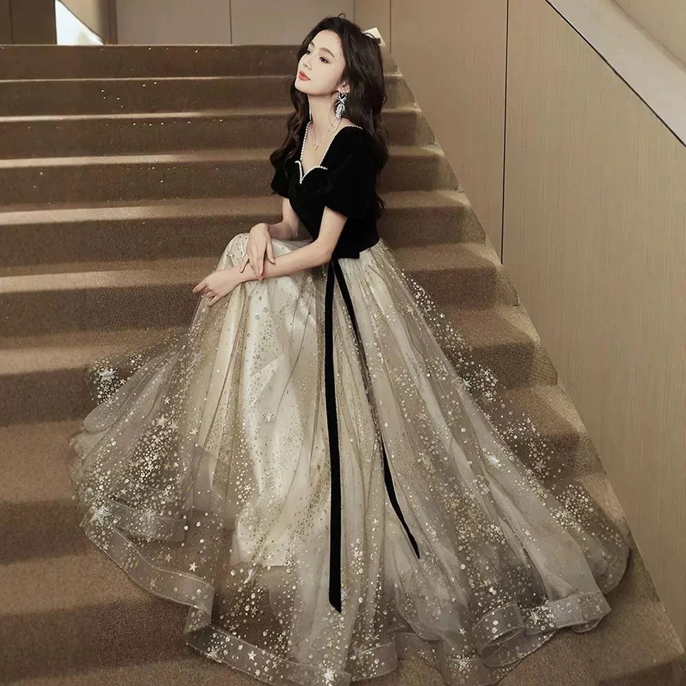 お呼ばれドレス 司会者 パフォーマンス イブニングドレス 18歳 誕生日 宴会 ブラック 新作 成人 女性 ブライズメイド