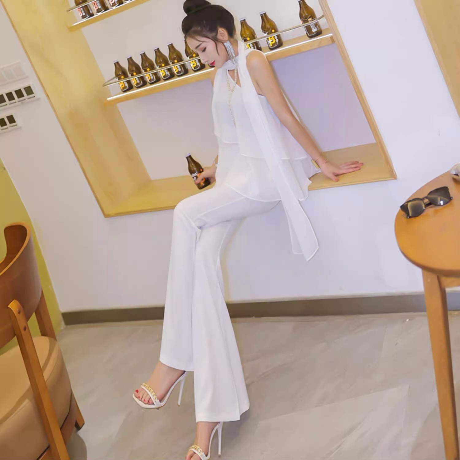 レディース パンツ ボトムス ワイドパンツ 膝下 マキシ 丈長 セミフレア タイト スリム 細身 Aライン ブーツカット ウエストマーク ハイウエスト 大人可愛い きれいめ シンプル 上品 おしゃれ