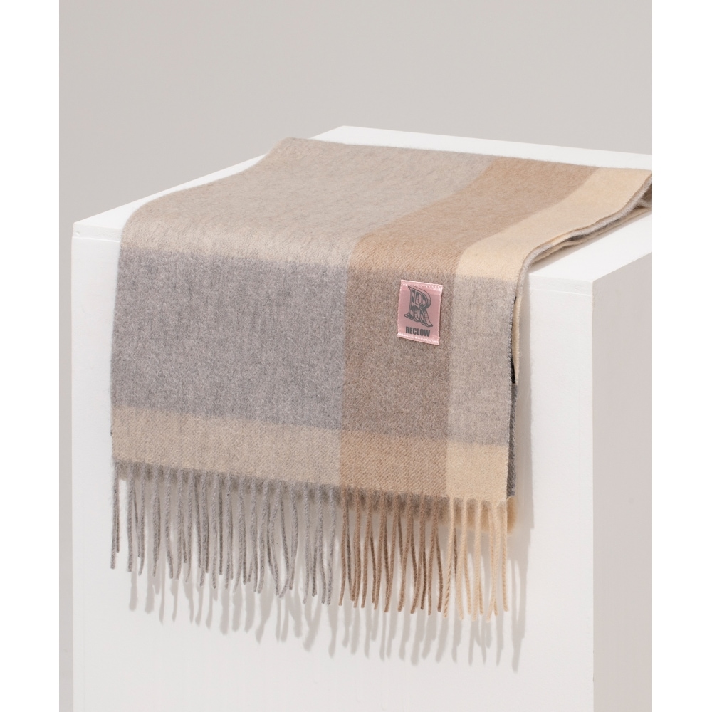 RECLOW RC LANDカシミア100％チェックマフラーベージュ