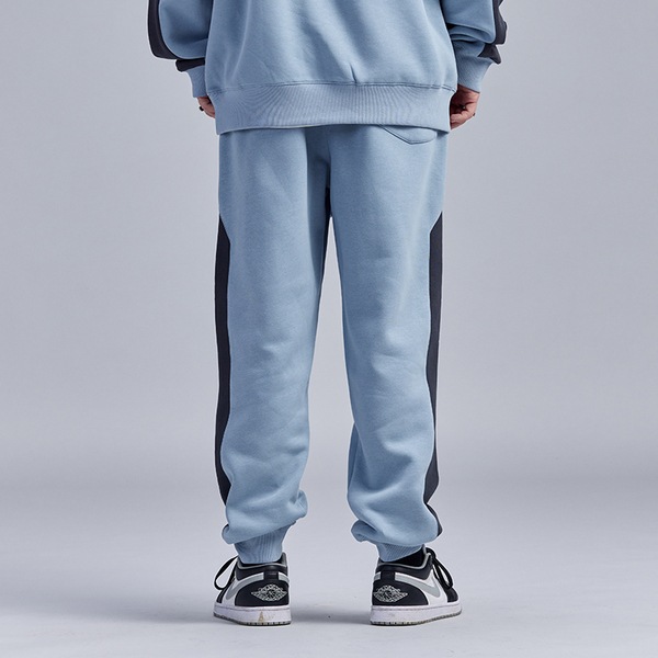 パッチワークコントラストプリントルーズスウェットパンツ