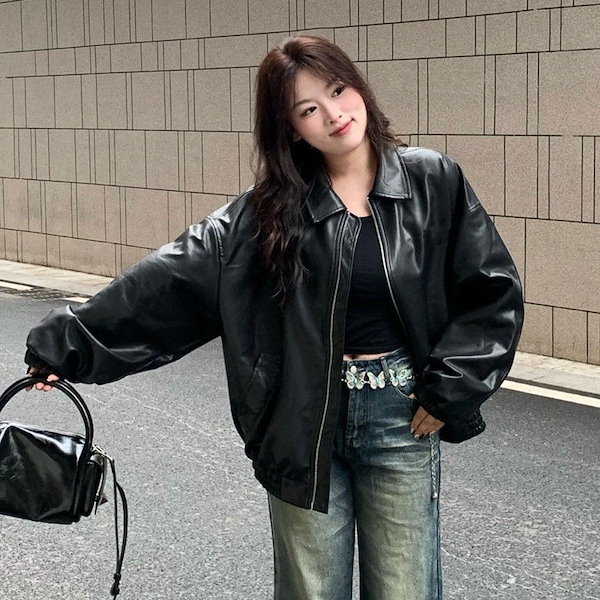 Qoo10] 人气新作アウター ブラック PUレザー