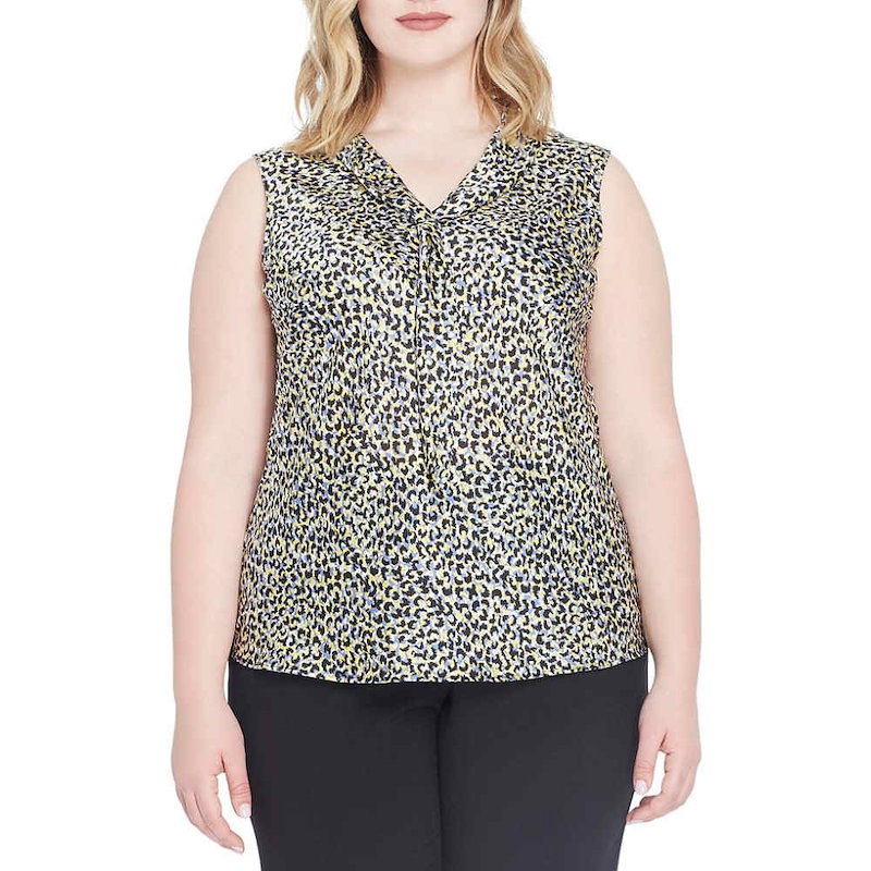 タハリ レディース トップス ブラウス・シャツ【Tahari ASL Plus Printed Tie-Neck Blouse】Curry/Ivory/Black タハリ レディース トップス ブラウス・シャツ【Tahari ASL Plus Printed Tie-Neck Blouse】Curry/Ivory/Black