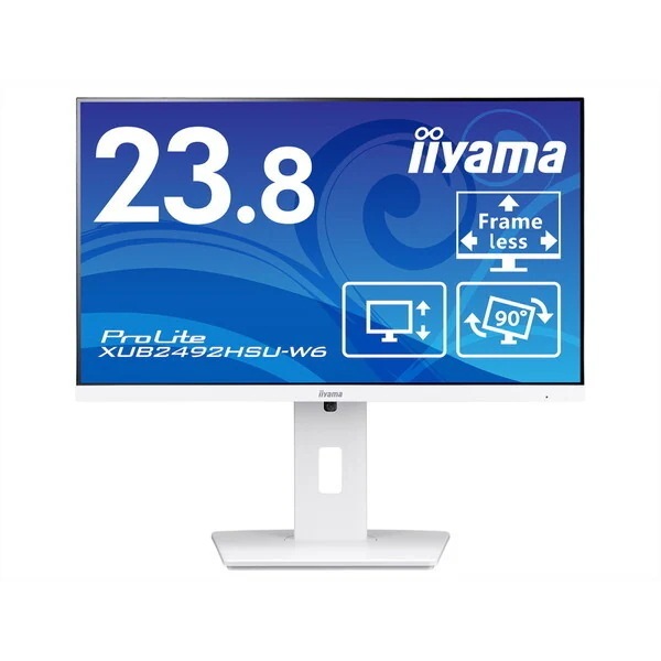 iiyama XUB2492HSU-W6 液晶ディスプレイ 23.8型 FHD 1920×1080 HDMI ×1 DisplayPort ×1 ホワイト IPS方式(ノングレア) 昇降