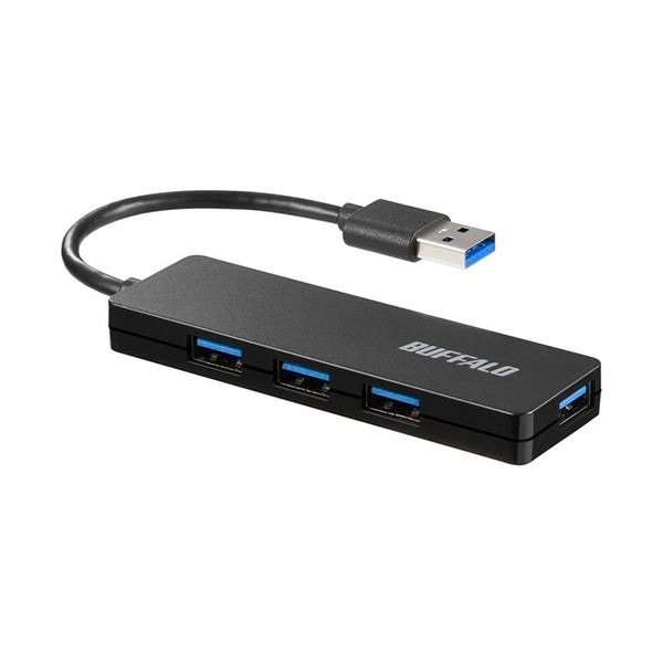 （まとめ）バッファロー USB3.0バスパワーハブ 4ポート ブラック BSH4U120U3BK 1個2セット