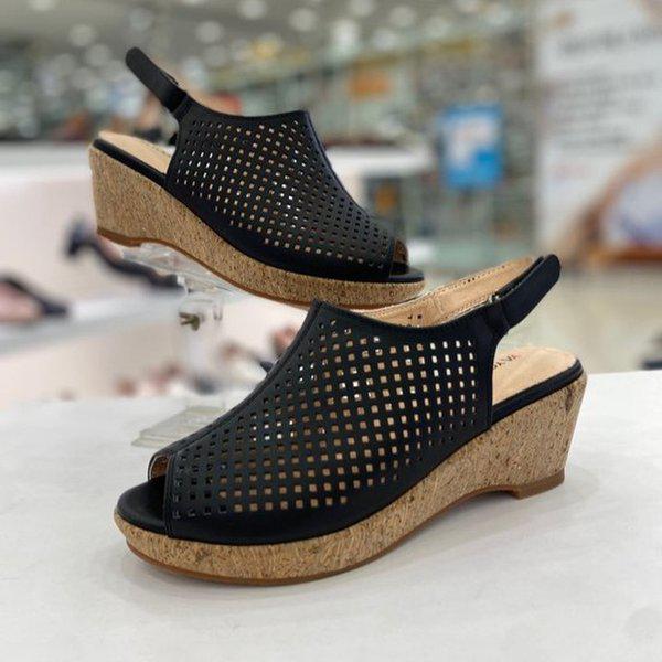 女性軽量ウェッジヒールサンダル 6CM YADMDS635BKBE HFPF1A GN_GN