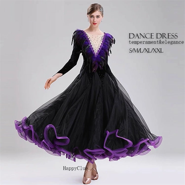 ダンスウエア ダンス専門服 ロング ドレス 上品 高級感 演出 舞台衣装 モダンドレス モダンダンス おしゃれ 大きい裾 ダンス衣装 競技着 練習着 社交ダンス Aライン 長袖 レディース ラテンダン