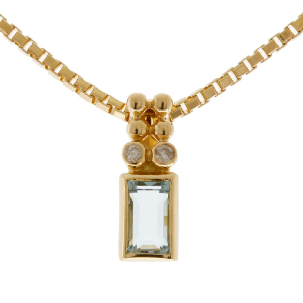 ネックレス 18金 K18イエローゴールド アクアマリン 中古 美品