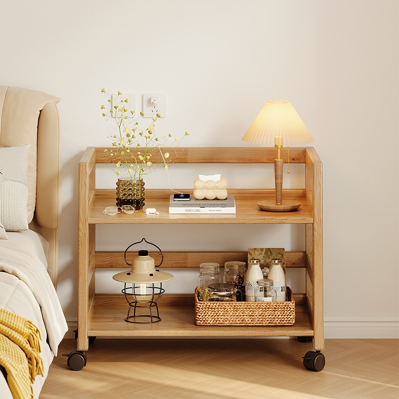 色の色固形材のベッドサイドテーブル収納ラック床スタンディングリビングルームサイドマルチレイヤーカートベッドモーブルストレージラック