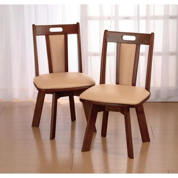 ダイニングチェア 椅子 回転 おしゃれ ナチュラルモダン レトロ 木製 レザー 肘掛け いす イス 座面高43cm 2脚セット