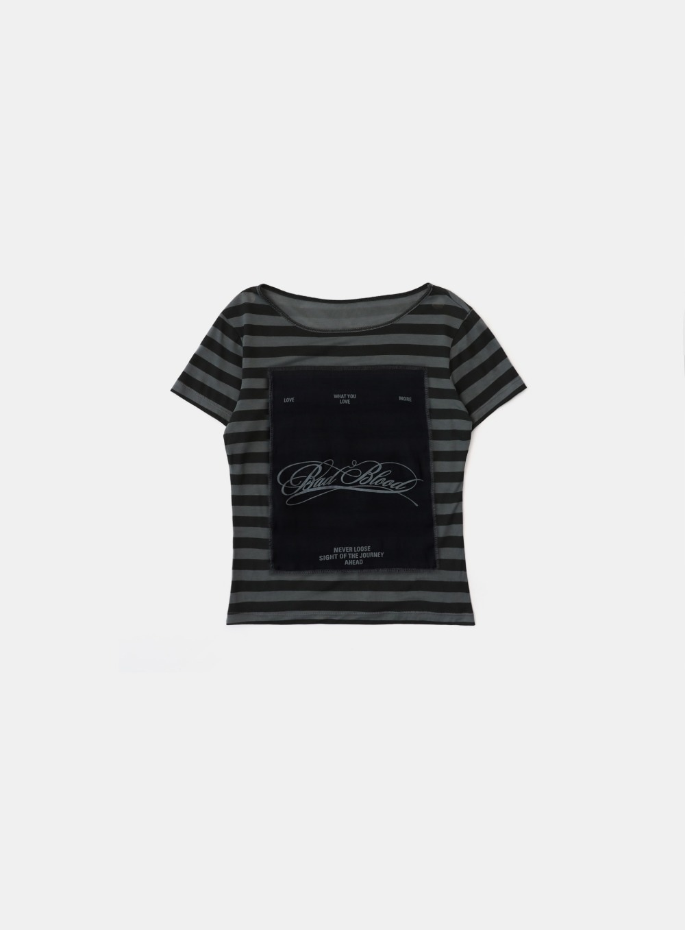 【BADBLOOD】 DARK CLASSIC STRIPE T-SHIRT : CHARCOAL / BLACK