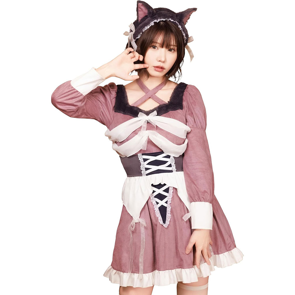 コスプレ ハロウィン ねこ 骸骨 ダスティコンフィ スケルトンキャット レディース フリーサイズ ピンク[dustycomfy-skeleton]