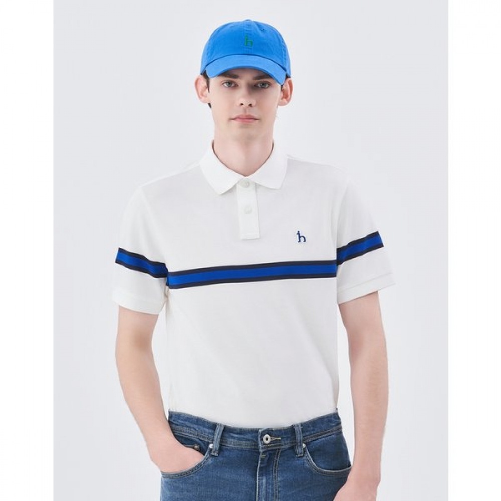 [24SS] ホワイトパターンブロック半袖ピケシャツ HZTS4B434WT