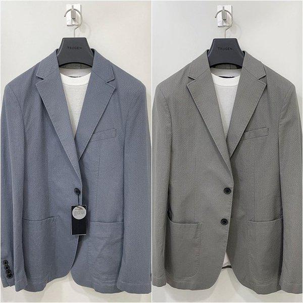 メンズベーシックフィット 伸縮性の良いストレッチ夏カジュアルコットンコンビジャケット 2カラー_JK