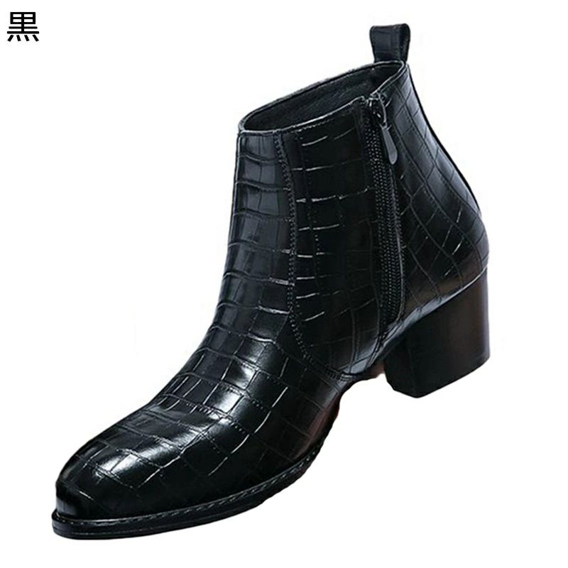 チェルシーブーツ クロコ型押し ハイカット フェイクレザー ショートブーツ カジュアルシューズ メンズ靴 ポインテッドトゥ サイドゴア 焦がし加工 男靴 ハイカット 春秋冬 防水 シンプル