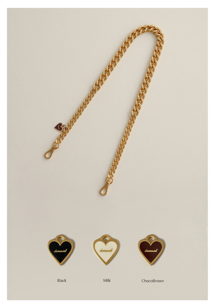 【DEMERIEL】 TWO BLOCK LOVE CHAIN STRAP : GOLD
