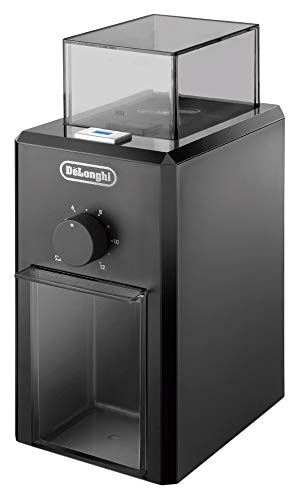DeLonghiコーヒーグラインダー KG79J うす式 コーヒー豆120g分 簡単操作 粗挽き~細引き 着脱式コンテナ 安全設計 電源コードホルダー [ブラック] フ