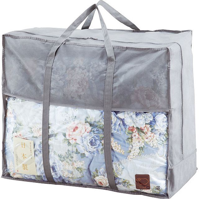 日本製 ウール50%混 合掛けふとん ブルー