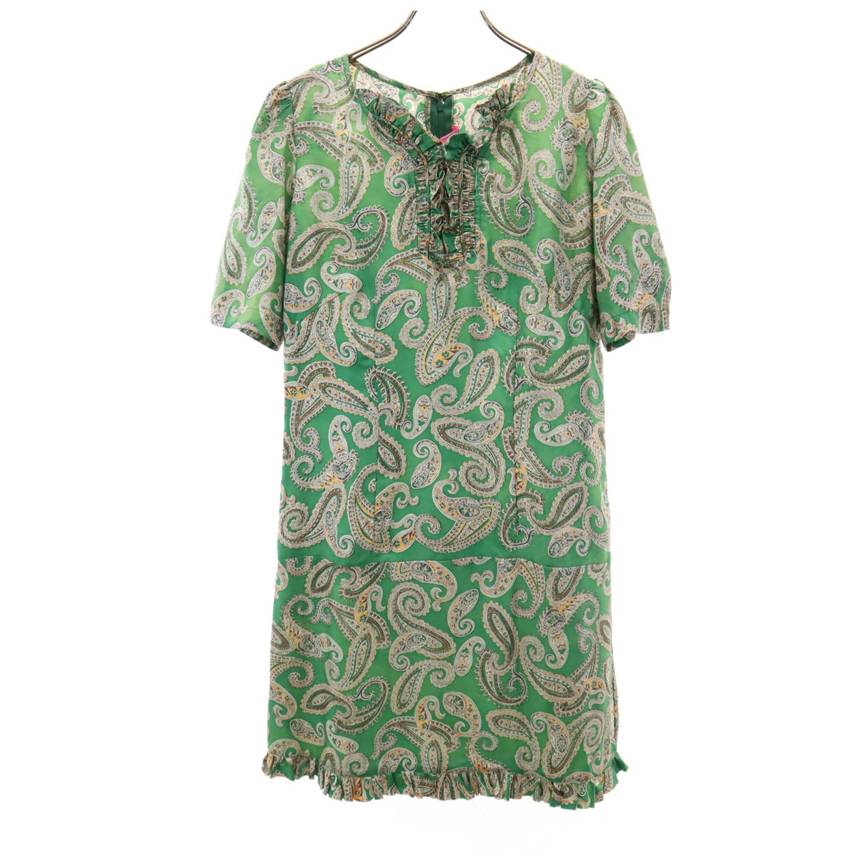 JUNYA WATANABE COMME des GARCONS ジュンヤワタナベ コムデギャルソン 2004年 シルク 半袖 ワンピース M グリーン系 レディース 古着