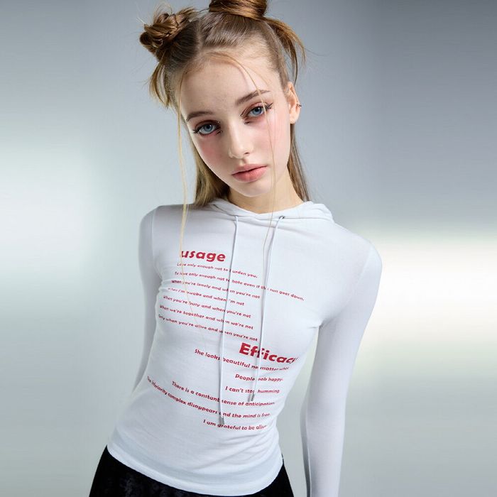 【LUV IS TRUE】 [aespaニングニングIVEアンユジン 女の子たち 未然に着用] AM LONG HOOD TEE : WHITE