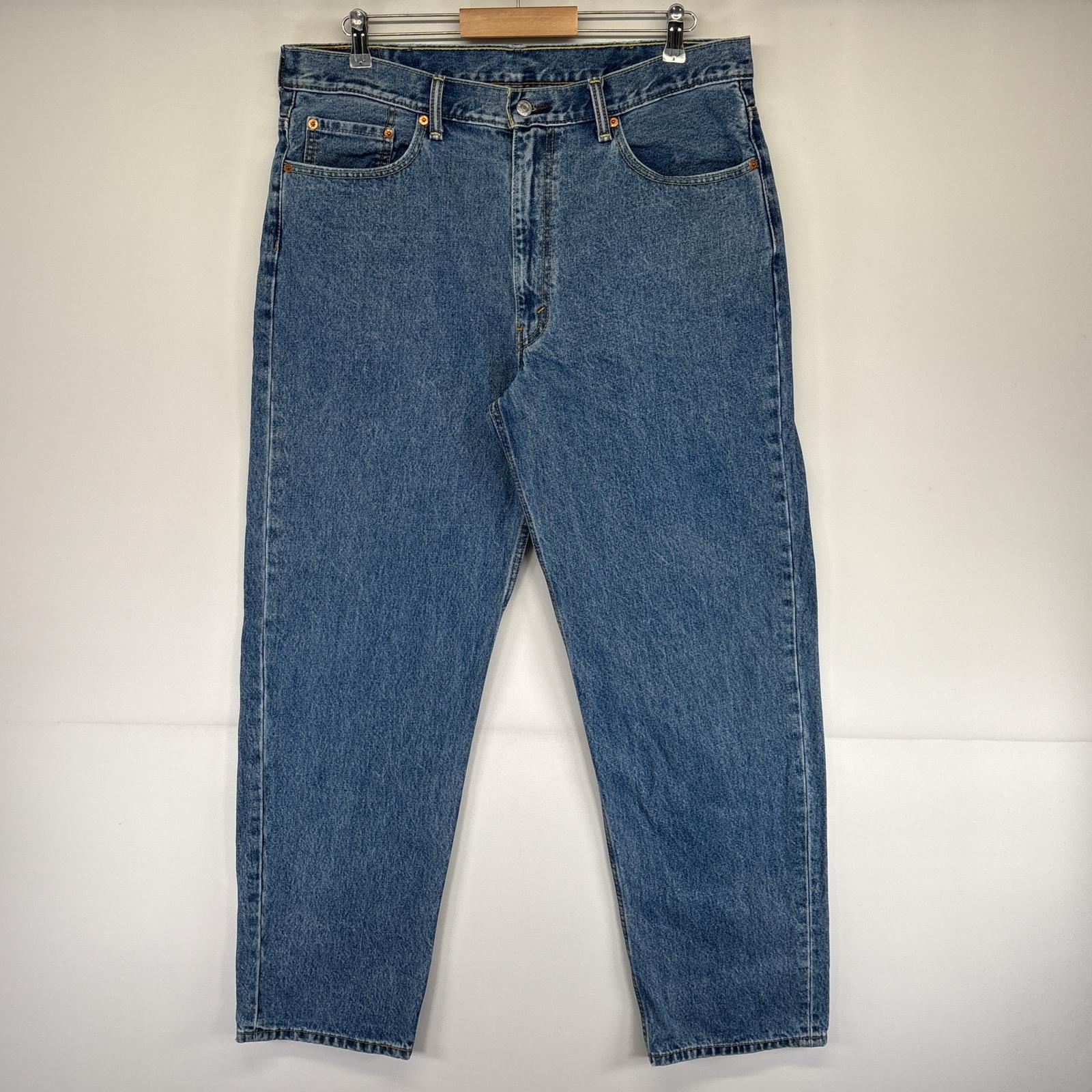 古着 デニムパンツ テーパード 550 ジーパン ジーンズ 色落ち 長ズボン 5ポケット w38 L34 ブルー メンズ