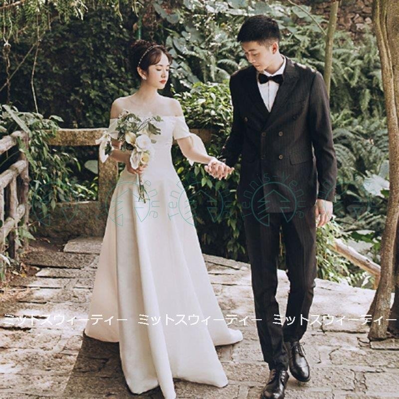 ウェディングドレス 二次会 前撮り 海外挙式 花嫁 ガーデンフォト オフショルダー リゾートドレス