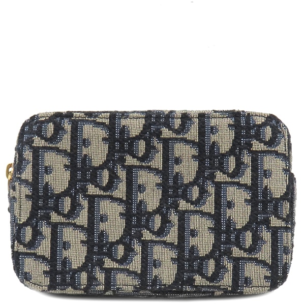 クリスチャン・ディオール Christian Dior ウエストバッグ オブリーク ウエストポーチ キャンバス ネイビー ヴィンテージ金具 紺 ジャガード 【保存袋】【中古】