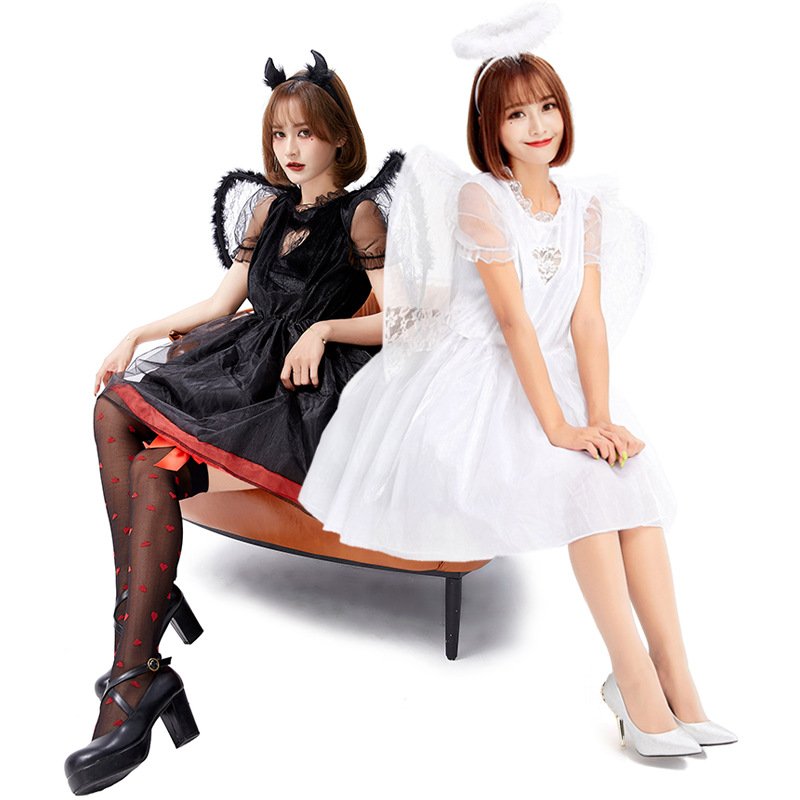 ハロウィン衣装 3点セット 天使と悪魔 コスプレ 仮装 コスチューム パーティー 翼 エンジェル 天使服 悪魔服 可愛い レディース ガール 大人 イベント