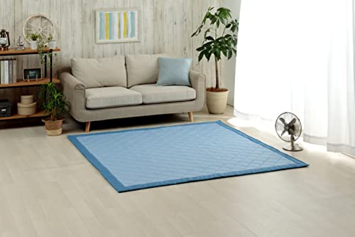 イケヒコ ラグ カーペット 長方形 ランダ ブルー 約180240cm 接触冷感 ひんやり 手洗い 無地 キルト加工 滑り止め シンプル #1294230045101