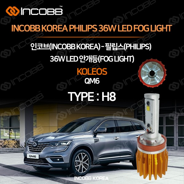 完成品 INCOBB KOREA PHILIPS RENAULT QM6 KOLEOS 36W LED FOG LIGHT H8 アクセサリー -  flaviogimenis.com.br