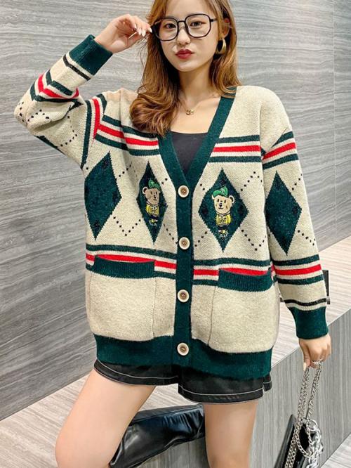 ボーダー 刺繍 カーディガン Monday Molly Goddard 花柄×ボーダー