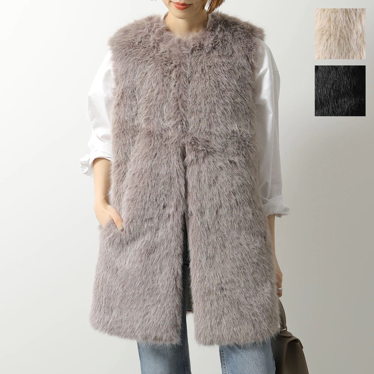 HERNO Resort ヘルノ リゾート ファーベスト GC00065DR 12627 レディース エコファー ジレ セミロング丈 カラー3色