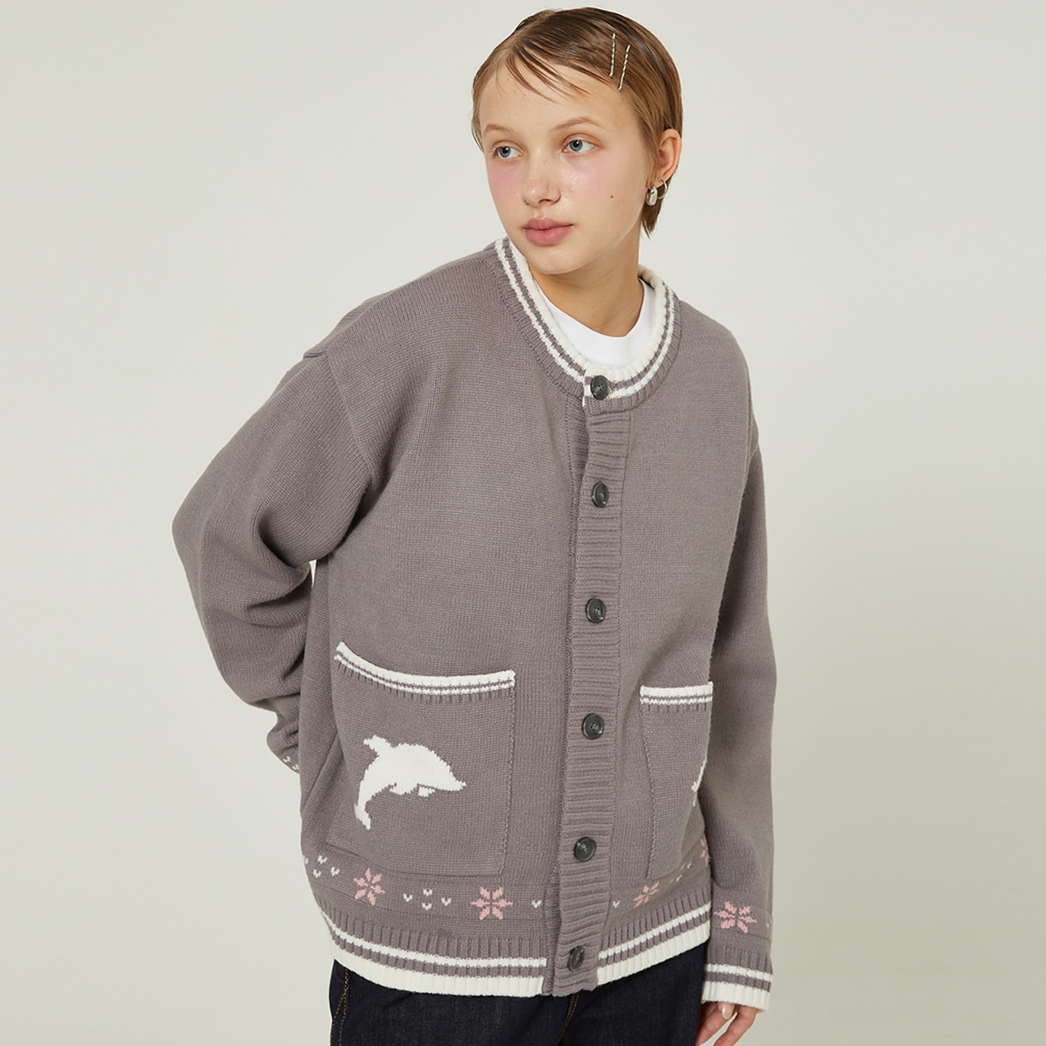 Dolphin knit cardigan GREY