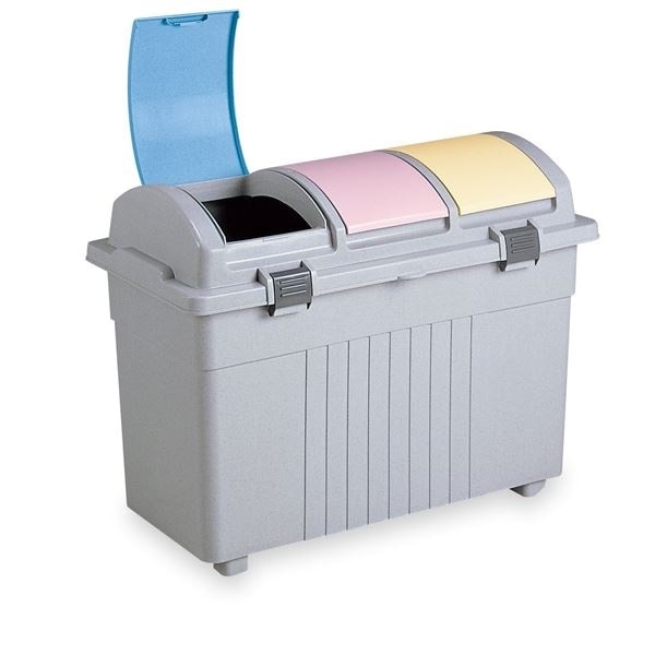 エコ3分別ゴミボックス/分別ゴミ箱 カラー 容量:約100L フタ付き 仕切板付き 市販45L用ポリ袋可 店舗 オフィス 施設