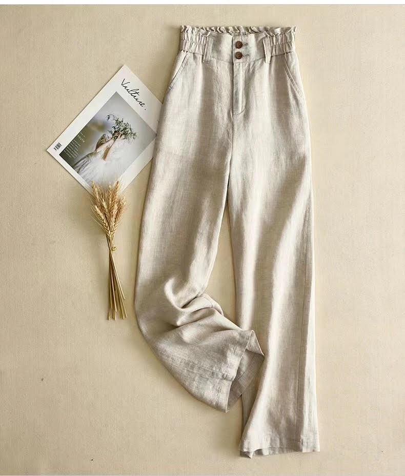 レディース パンツ ワイドパンツ ストレートパンツ ポケット リネン 無地 ハイウエスト スリム 細身 きれいめ 上品 お洒落 大人可愛い 大人女子 カジュアル フェミニン クール モダン シック