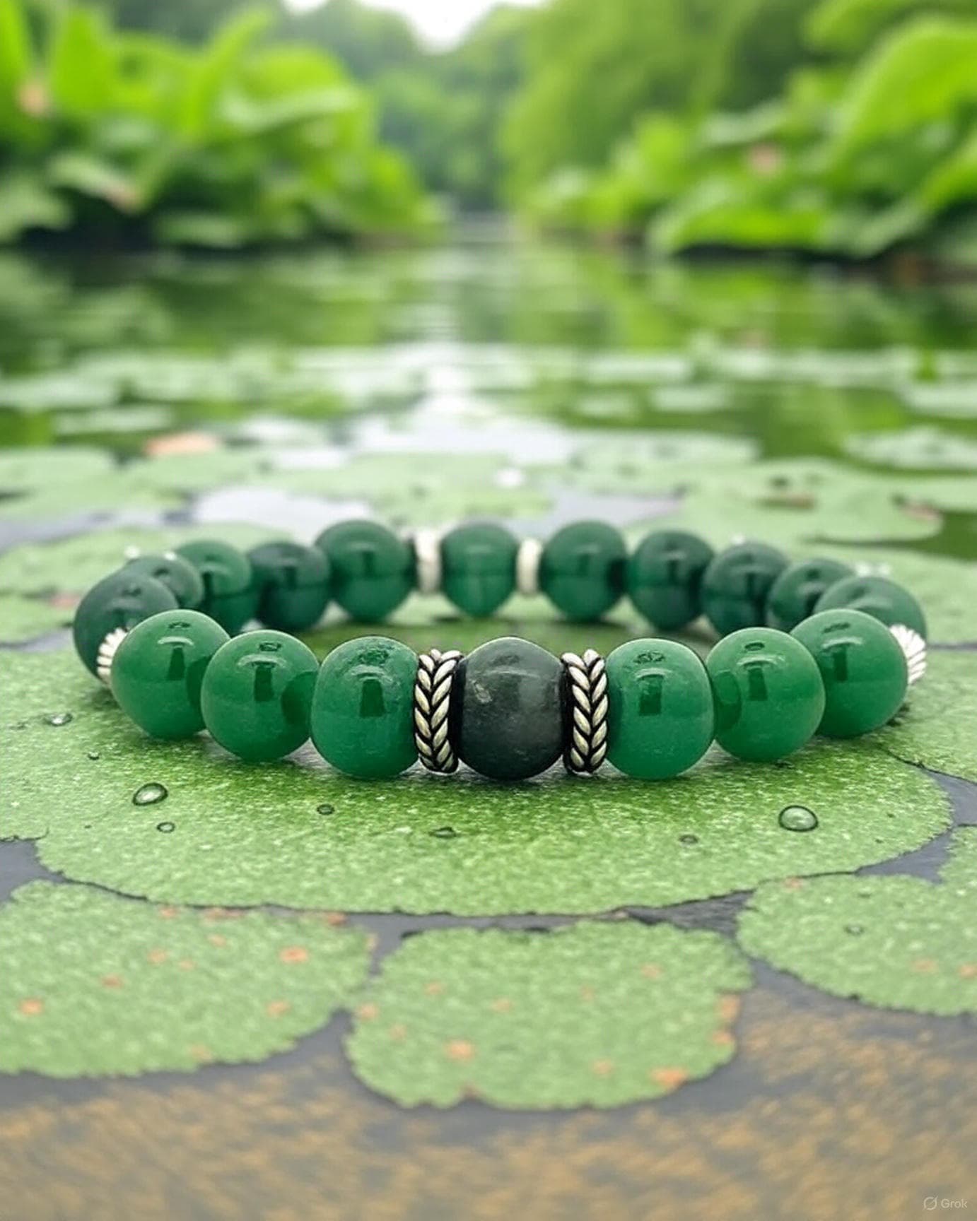 エネルギーフローマラカイトグリーンアゲート風水クリスタル祝福ブレスレット 12,959円