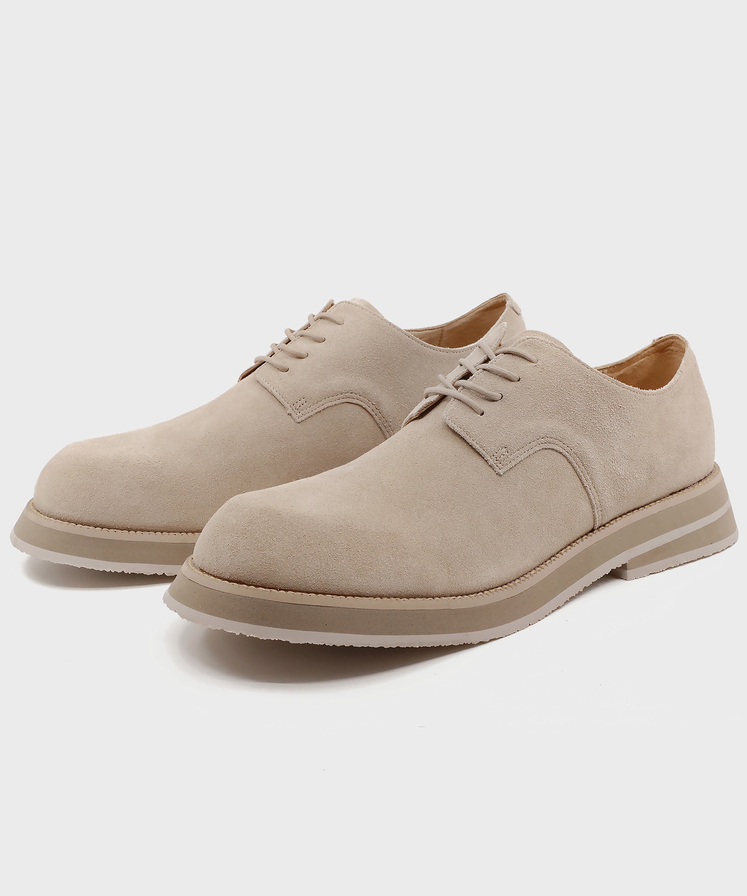 Cowhide Lounge Derby Shoes Full Beige