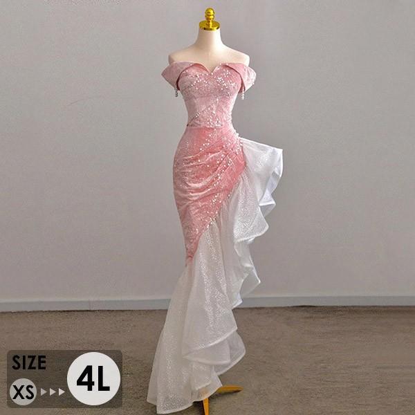 ドレス マーメイドドレス キラキラ 大人 ピアノ 発表会 演奏会 結婚式 母親 オフショルダー ロング 披露宴 パーティードレス 花嫁